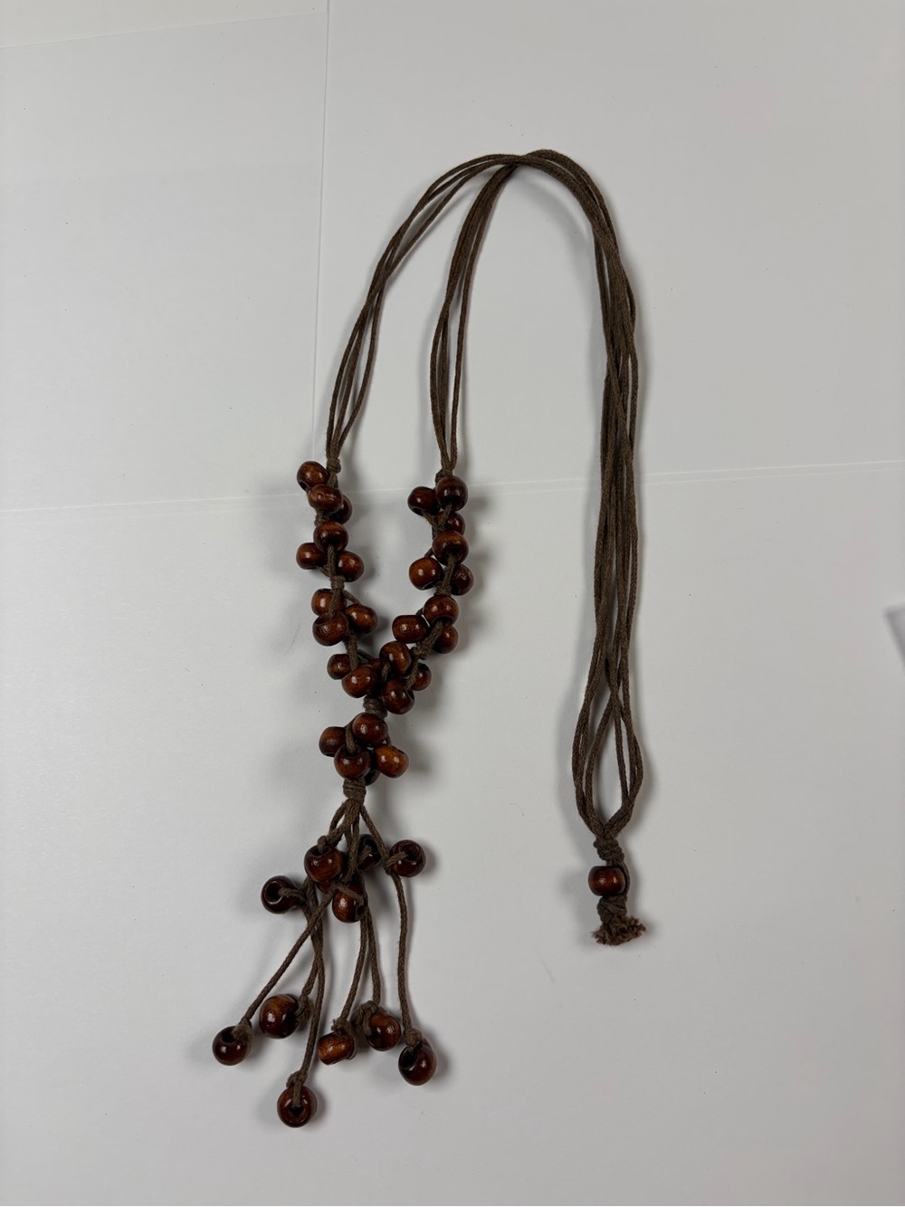 Brown Wooden Bead Tassel Necklace - Women Jewelry